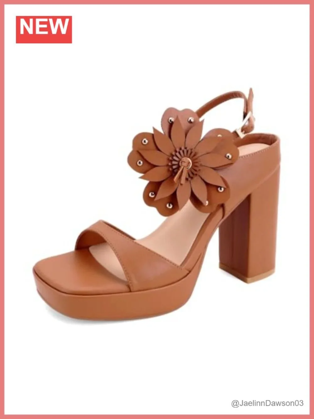 Floral Platform Sandals Strappy Heeled Sandals Block Heel Women